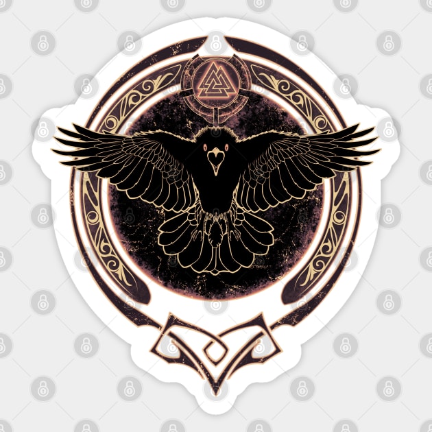 Raven and Valknut Symbol Sticker by NicGrayTees